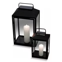 "Royal" lantern in black metal, glass panels.